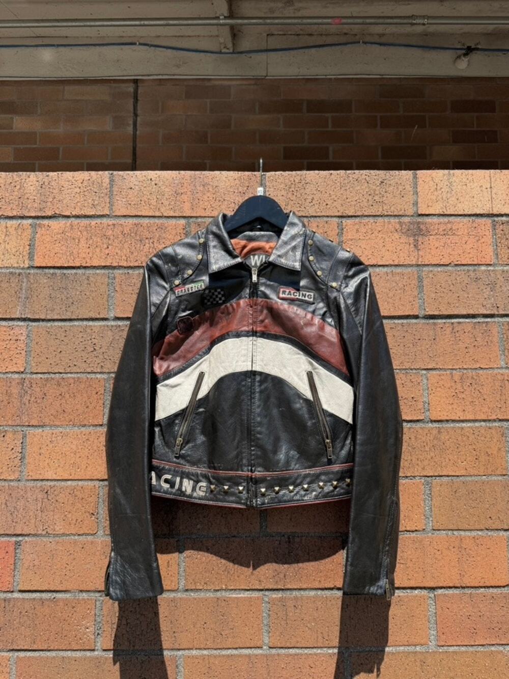Women's 90s Wilsons Leather Vintage 136 Dragster Racing Studded Moto Jacket